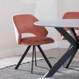 Alpha Black Ceramic Extending Dining Set - Ion Orange Velvet Fabric Swivel Dining Chair