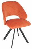 Alpha Black Ceramic Extending Dining Set - Ion Orange Velvet Fabric Swivel Dining Chair