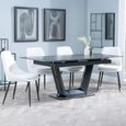 Alpha Black Ceramic Extending Dining Set - Peyton Cream Fabric Dining Chair