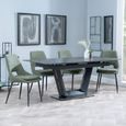 Alpha Black Ceramic Extending Dining Set - Peyton Green Fabric Dining Chair