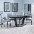 Alpha Black Ceramic Extending Dining Set - Peyton Grey Fabric Dining Chair