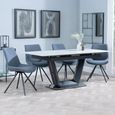 Alpha White Ceramic Extending Dining Set - Boden Dark Grey Fabric Swivel Dining Chair