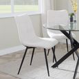 Alpha White Ceramic Extending Dining Set - Corona Beige Fabric Dining Chair