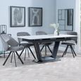 Alpha Extending Dining Set - 4-6 Seater - 140cm-180cm - White Ceramic - Ion Swivel Dining Chair - Dark Grey Velvet Fabric