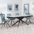 Apollo Grey Ceramic Extending Dining Set - Boden Green Fabric Swivel Dining Chair