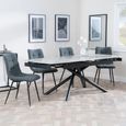 Apollo Grey Ceramic Extending Dining Set - Corona Light Grey Fabric Dining Chair