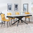 Apollo Grey Ceramic Extending Dining Set - Corona Yellow Fabric Dining Chair