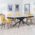 Apollo Grey Ceramic Extending Dining Set - Darwin Yellow Fabric Dining Chair