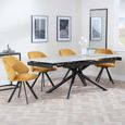 Apollo Grey Ceramic Extending Dining Set - Ion Mustard Velvet Fabric Swivel Dining Chair