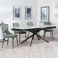 Apollo Grey Ceramic Extending Dining Set - Peyton Green Fabric Dining Chair