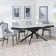 Apollo Grey Ceramic Extending Dining Set - Peyton Grey Fabric Dining Chair