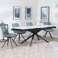 Apollo White Ceramic Extending Dining Set - Boden Green Fabric Swivel Dining Chair