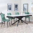 Apollo White Ceramic Extending Dining Set - Corona Green Fabric Dining Chair