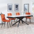 Apollo White Ceramic Extending Dining Set - Corona Orange Fabric Dining Chair