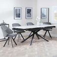 Apollo Extending Dining Set - 6-10 Seater - 160cm-220cm - White Ceramic - Ion Swivel Dining Chair - Dark Grey Velvet Fabric
