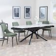 Apollo Extending Dining Set - 6-10 Seater - 160cm-220cm - White Ceramic - Peyton Dining Chair - Green Fabric