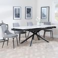 Apollo Extending Dining Set - 6-10 Seater - 160cm-220cm - White Ceramic - Peyton Dining Chair - Grey Fabric