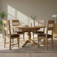 Appleby Extending Dining Set - 2-4 Seater - 100cm-140cm - Oak - with 4 Ladder Back Chairs - Black Faux Leather Seat Pad
