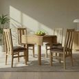 Appleby Square Drop Leaf Dining Set - 4 Seater - 90cm - Oak - with 4 Arizona Slatted Chairs - Black Faux Leather Seat Pad