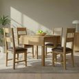 Appleby Square Drop Leaf Dining Set - 4 Seater - 90cm - Oak - with 4 Ladder Back Chairs - Black Faux Leather Seat Pad