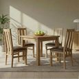 Appleby Flip Top Extending Dining Set - 2-6 Seater - 91cm-183cm - Oak - with 4 Arizona Slatted Chairs - Black Faux Leather Seat Pad