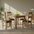 Appleby Flip Top Extending Dining Set - 2-6 Seater - 91cm-183cm - Oak - with 4 Ladder Back Chairs - Black Faux Leather Seat Pad