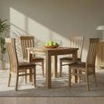 Appleby Flip Top Extending Dining Set - 2-6 Seater - 91cm-183cm - Oak - with 4 Toulouse Chairs - Black Faux Leather Seat Pad
