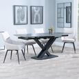Arctic Black Ceramic Swivel Top Extending Dining Set - Ace Beige Fabric Swivel Dining Chair