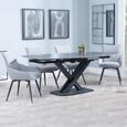 Arctic Black Ceramic Swivel Top Extending Dining Set - Ace Grey Fabric Swivel Dining Chair