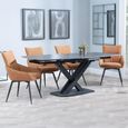 Arctic Black Ceramic Swivel Top Extending Dining Set - Ace Orange Fabric Swivel Dining Chair