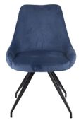 Arctic Black Ceramic Swivel Top Extending Dining Set - Arctic Blue Velvet Fabric Swivel Dining Chair