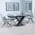 Arctic Black Ceramic Swivel Top Extending Dining Set - Arctic Grey Velvet Fabric Swivel Dining Chair