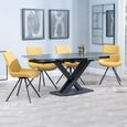 Arctic Black Ceramic Swivel Top Extending Dining Set - Boden Yellow Fabric Swivel Dining Chair