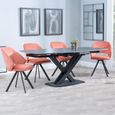 Arctic Black Ceramic Swivel Top Extending Dining Set - Ion Orange Velvet Fabric Swivel Dining Chair