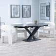 Arctic Black Ceramic Swivel Top Extending Dining Set - Kiefer Cream Boucle Fabric Dining Chair