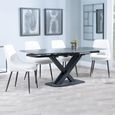 Arctic Black Ceramic Swivel Top Extending Dining Set - Peyton Cream Fabric Dining Chair