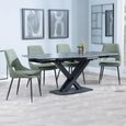 Arctic Black Ceramic Swivel Top Extending Dining Set - Peyton Green Fabric Dining Chair