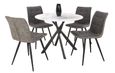Avesta White Marble Effect Round Dining Table and 4 Rodeo Dark Grey Chairs