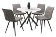Avesta White Marble Effect Round Dining Table and 4 Rodeo Light Grey Chairs