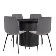 Axel Round Dining Set - 4 Seater - 120cm - Black Fluted - with 4 Chairs