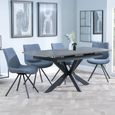 Bari Grey Ceramic Extending Dining Set - Boden Dark Grey Fabric Swivel Dining Chair