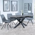 Bari Grey Ceramic Extending Dining Set - Boden Grey Fabric Swivel Dining Chair