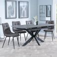 Bari Grey Ceramic Extending Dining Set - Corona Grey Fabric Dining Chair