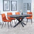 Bari Grey Ceramic Extending Dining Set - Corona Orange Fabric Dining Chair