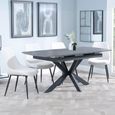 Bari Grey Ceramic Extending Dining Set - Darwin Cream Fabric Dining Chair