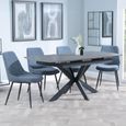 Bari Grey Ceramic Extending Dining Set - Darwin Dark Grey Fabric Dining Chair