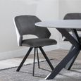 Bari Grey Ceramic Extending Dining Set - Ion Dark Grey Velvet Fabric Swivel Dining Chair