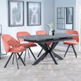 Bari Grey Ceramic Extending Dining Set - Ion Orange Velvet Fabric Swivel Dining Chair