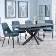 Bari Grey Ceramic Extending Dining Set - Peyton Blue Fabric Dining Chair