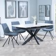 Bari Extending Dining Set - 4-6 Seater - 140cm-180cm - White Ceramic - Boden Swivel Dining Chair - Dark Grey Fabric